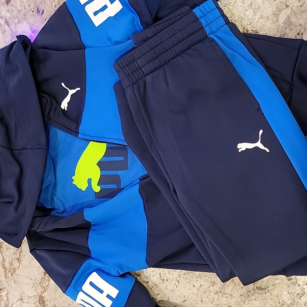 Puma Kids Navy and Blue Joggers